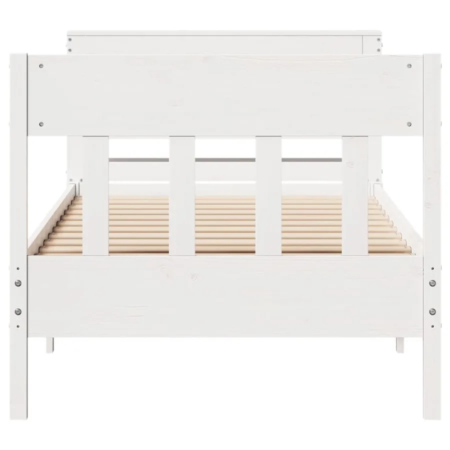 Cadre de lit sans matelas blanc 90x190 cm bois de pin massif - 4