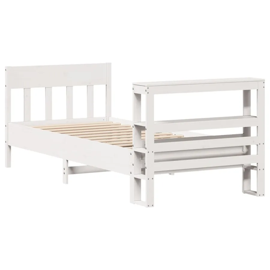Cadre de lit sans matelas blanc 90x190 cm bois de pin massif - 6