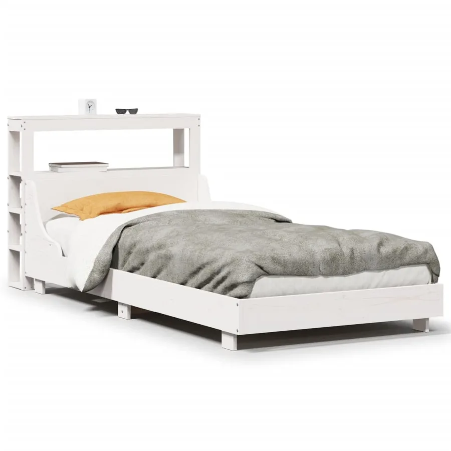 Cadre de lit sans matelas blanc 90x200 cm bois de pin massif - 2