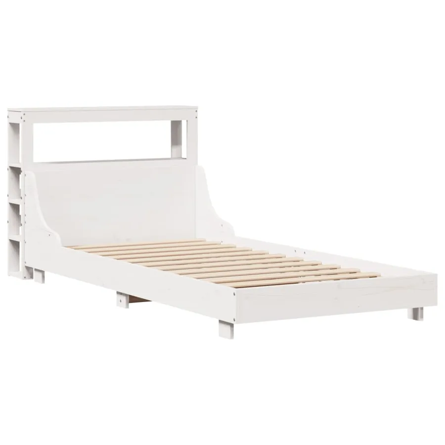 Cadre de lit sans matelas blanc 90x200 cm bois de pin massif - 3