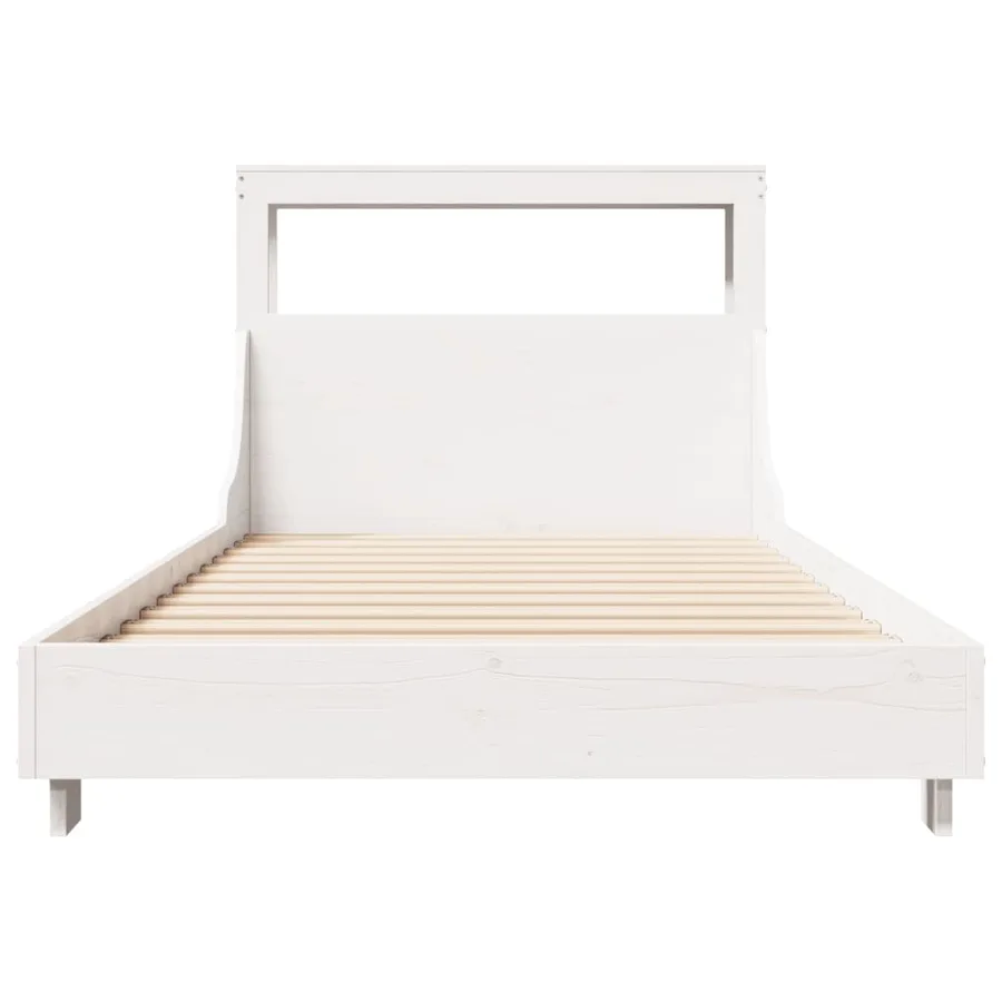 Cadre de lit sans matelas blanc 90x200 cm bois de pin massif - 4