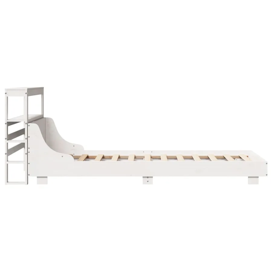 Cadre de lit sans matelas blanc 90x200 cm bois de pin massif - 5