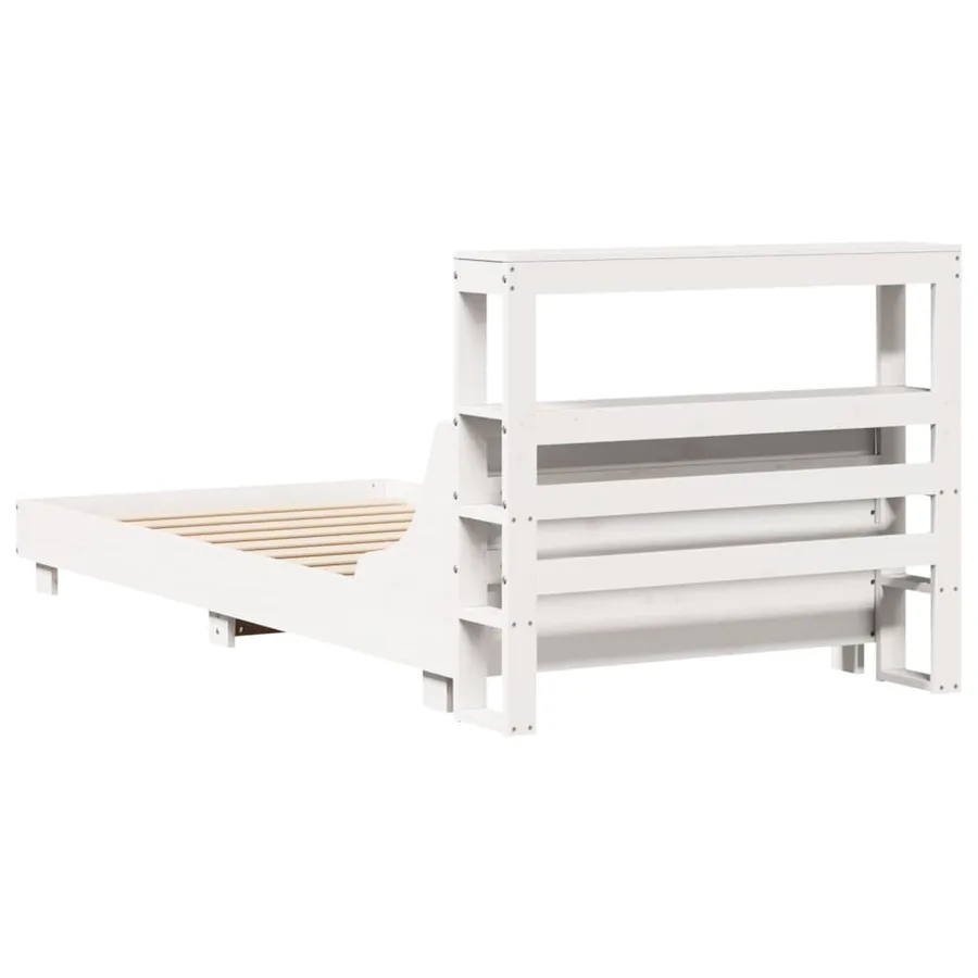 Cadre de lit sans matelas blanc 90x200 cm bois de pin massif - 6