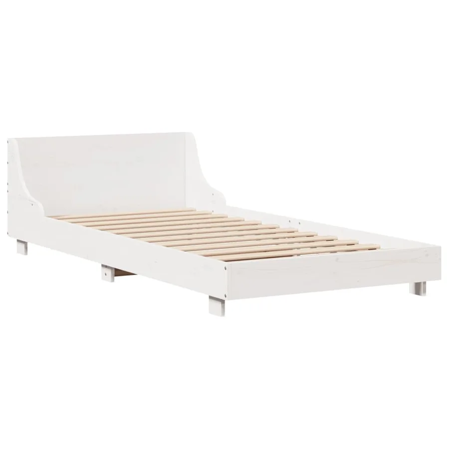 Cadre de lit sans matelas blanc 90x200 cm bois de pin massif - 7