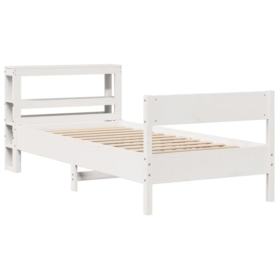 Cadre de lit sans matelas blanc 90x200 cm bois de pin massif - 3