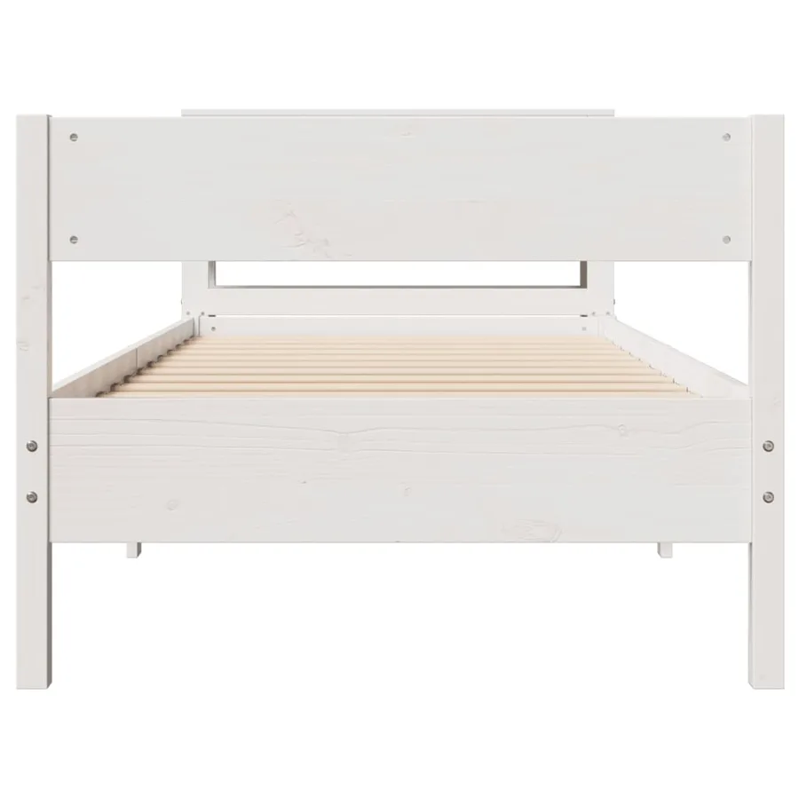 Cadre de lit sans matelas blanc 90x200 cm bois de pin massif - 4