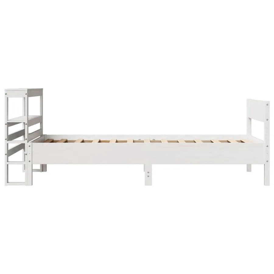 Cadre de lit sans matelas blanc 90x200 cm bois de pin massif - 5