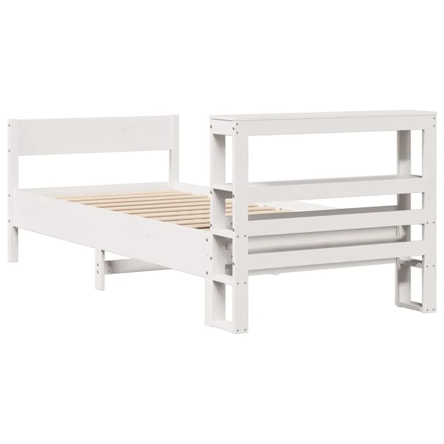 Cadre de lit sans matelas blanc 90x200 cm bois de pin massif - 6