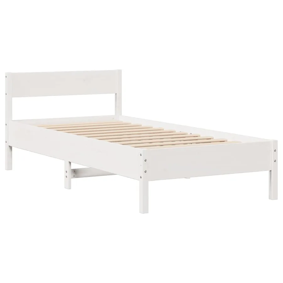 Cadre de lit sans matelas blanc 90x200 cm bois de pin massif - 7