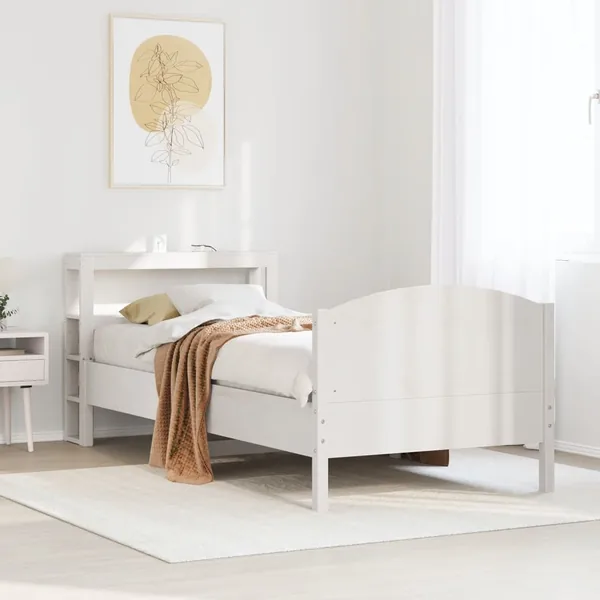 Cadre de lit sans matelas blanc 90x200 cm bois de pin massif