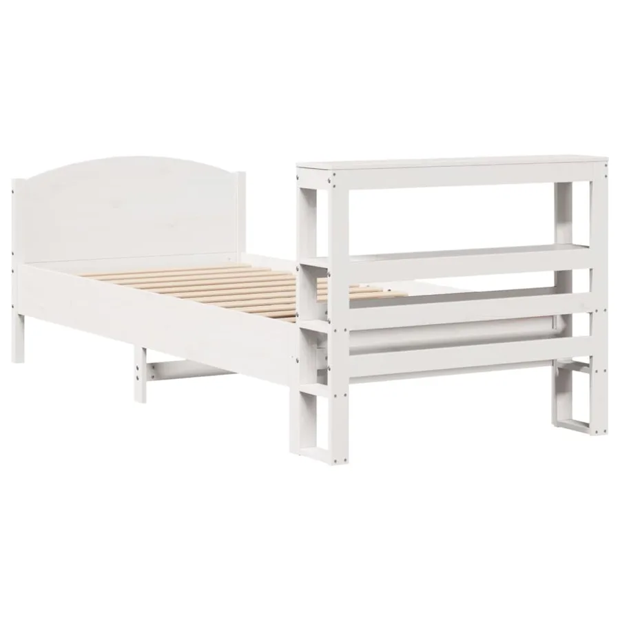 Cadre de lit sans matelas blanc 90x200 cm bois de pin massif - 6