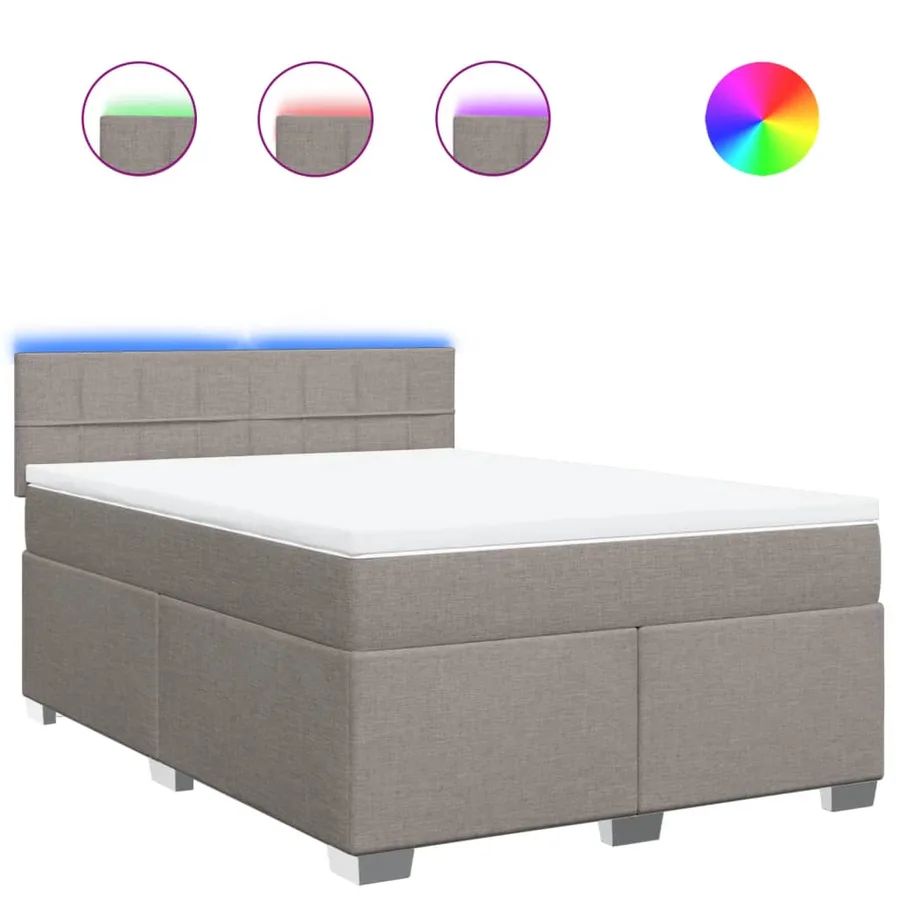 Sommier à lattes de lit avec matelas Taupe 140x190 cm Tissu - 2