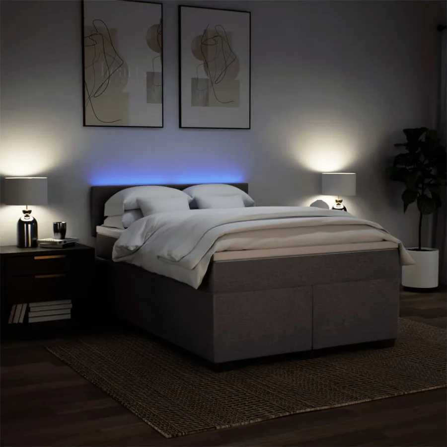 Sommier à lattes de lit avec matelas Taupe 140x190 cm Tissu - 5