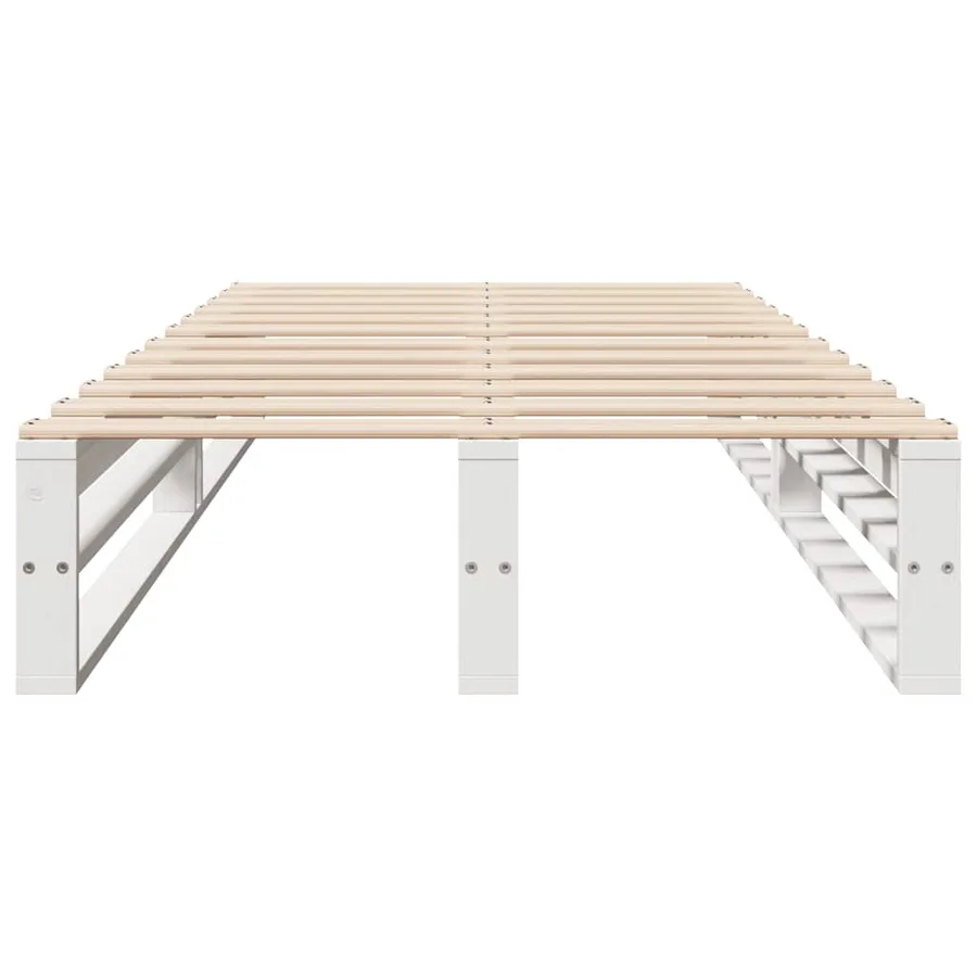 Cadre de lit sans matelas blanc 90x200 cm bois de pin massif - 4
