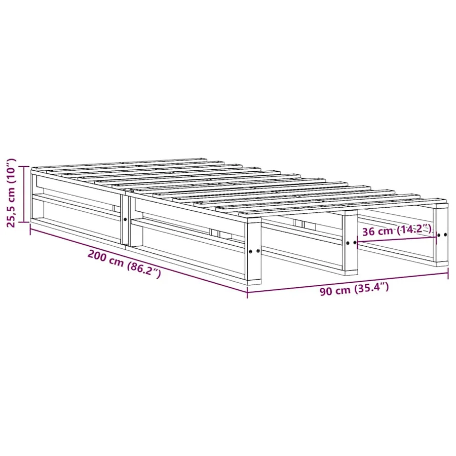Cadre de lit sans matelas blanc 90x200 cm bois de pin massif - 9