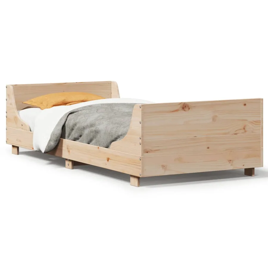 Cadre de lit sans matelas 75x190 cm bois de pin massif - 2