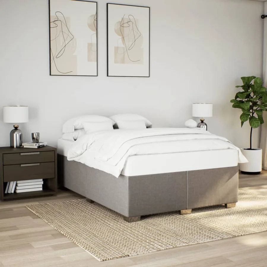 Cadre de lit sans matelas taupe 140x190 cm tissu