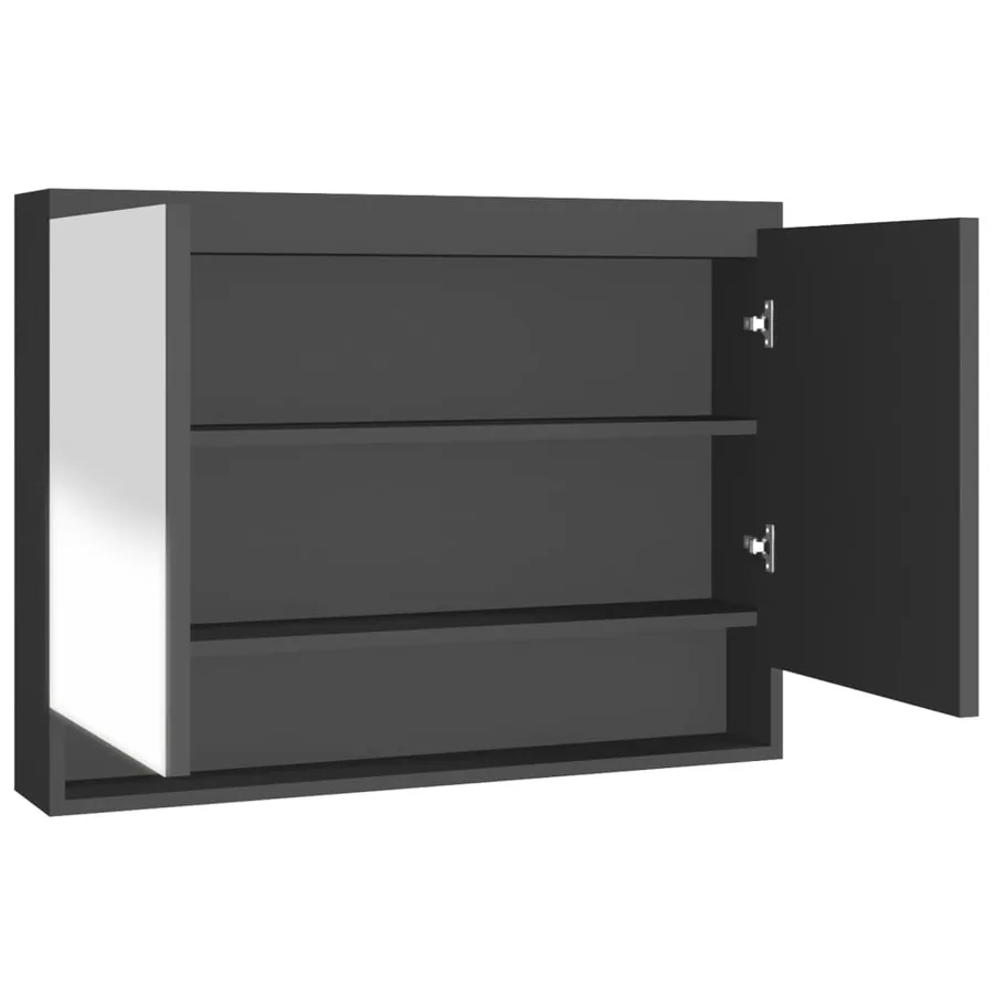 Armoire à miroir de salle de bain 80x15x60 cm MDF anthracite - 2