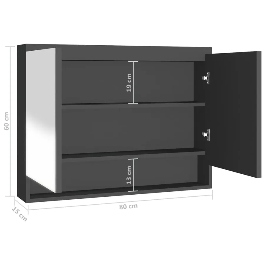 Armoire à miroir de salle de bain 80x15x60 cm MDF anthracite - 8