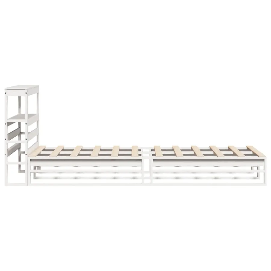 Cadre de lit sans matelas blanc 90x200 cm bois de pin massif - 7