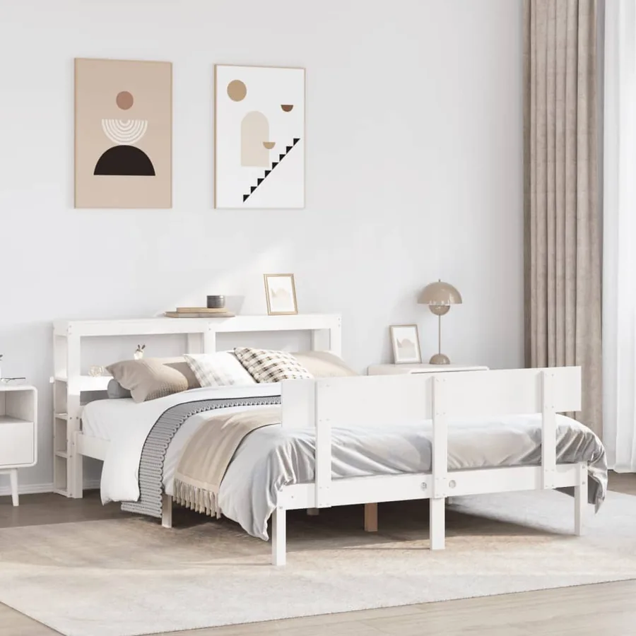Cadre de lit sans matelas blanc 120x190 cm bois de pin massif