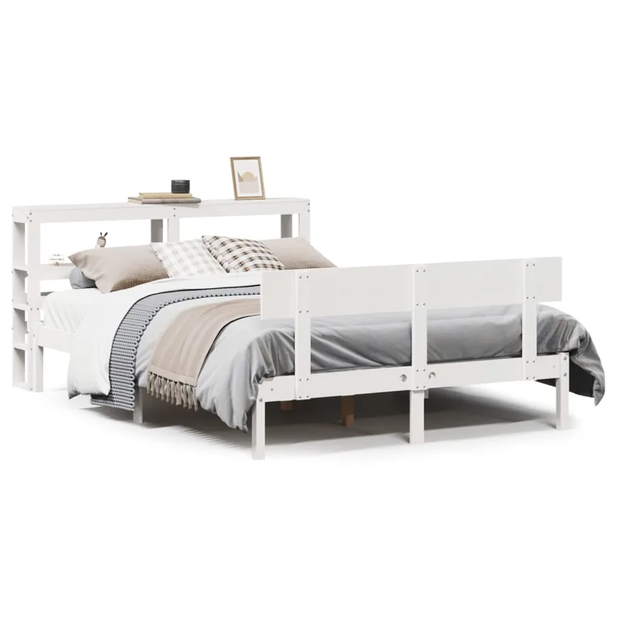 Cadre de lit sans matelas blanc 120x190 cm bois de pin massif - 2
