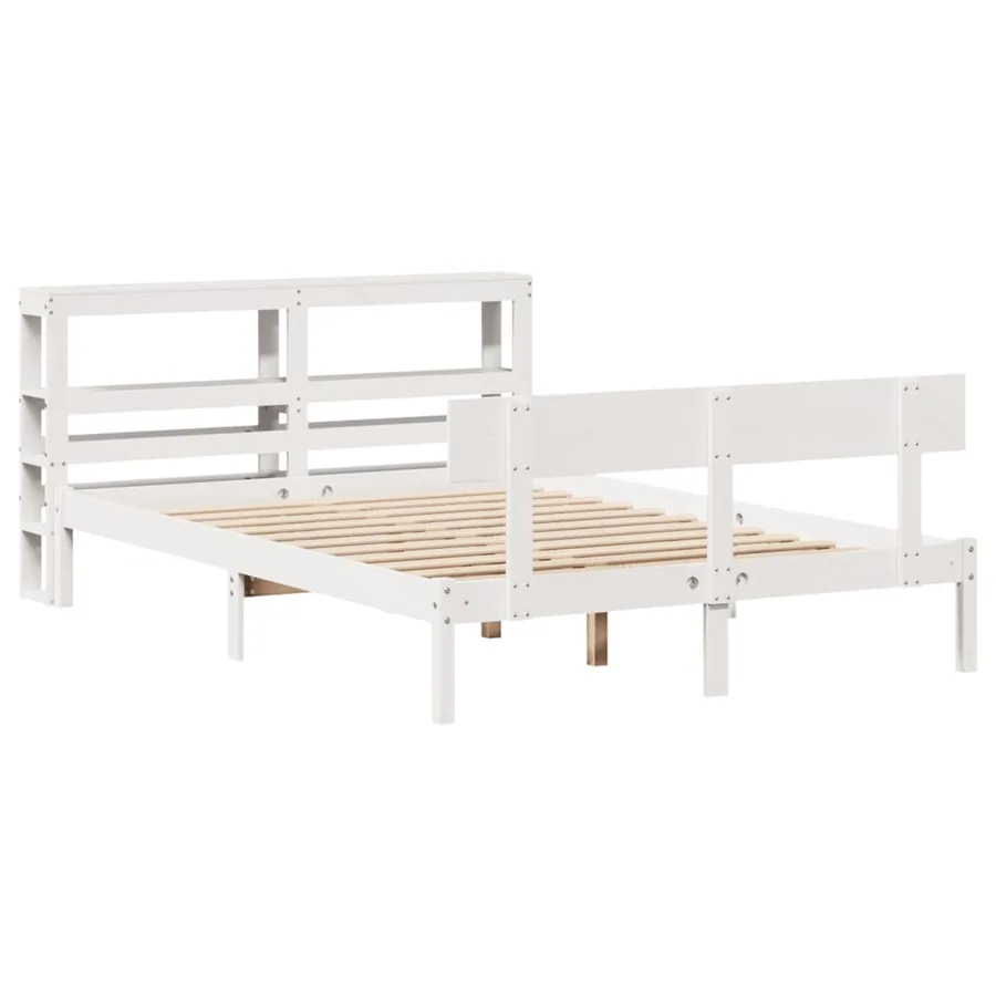 Cadre de lit sans matelas blanc 120x190 cm bois de pin massif - 3
