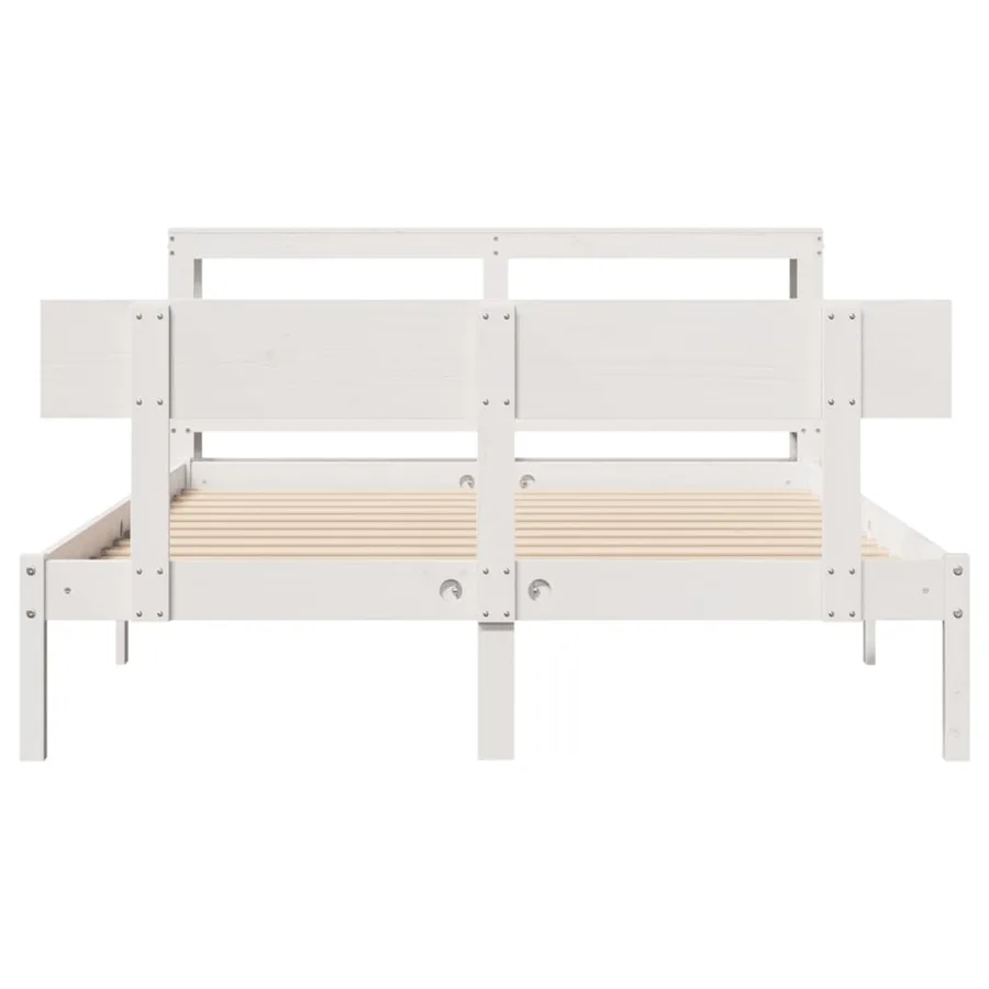 Cadre de lit sans matelas blanc 120x190 cm bois de pin massif - 4