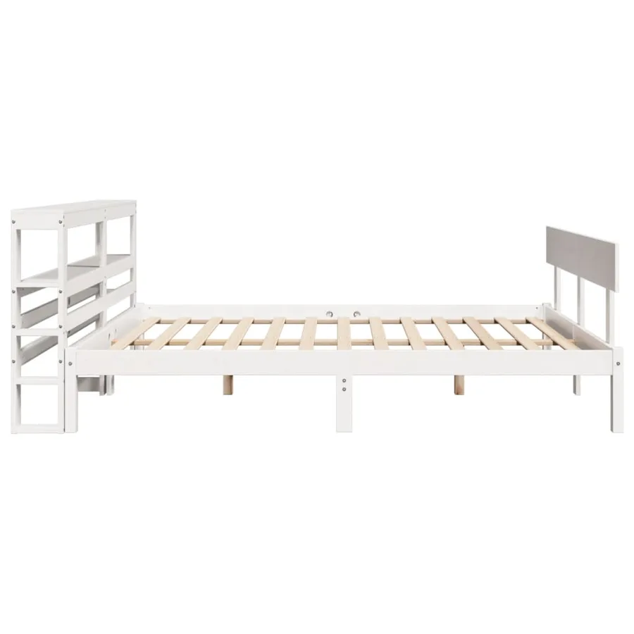 Cadre de lit sans matelas blanc 120x190 cm bois de pin massif - 5
