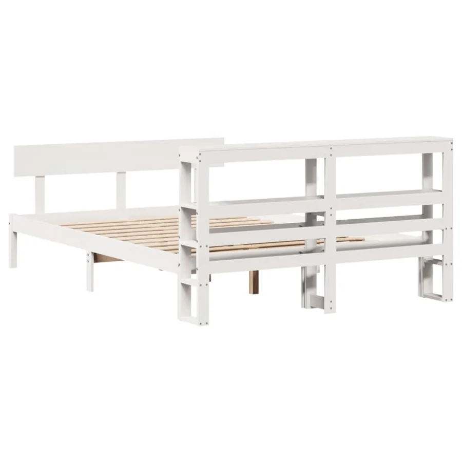 Cadre de lit sans matelas blanc 120x190 cm bois de pin massif - 6