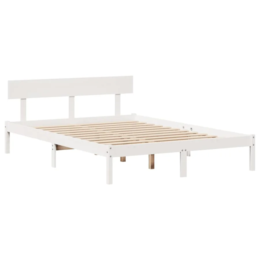 Cadre de lit sans matelas blanc 120x190 cm bois de pin massif - 8