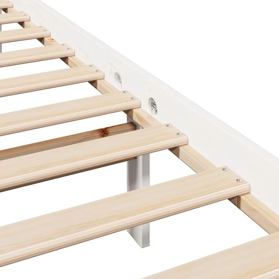 Cadre de lit sans matelas blanc 120x190 cm bois de pin massif - 9