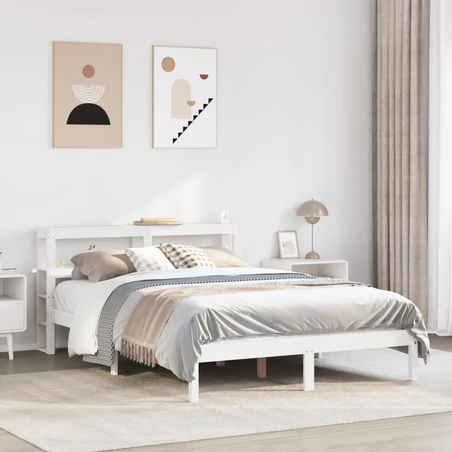 Cadre de lit sans matelas blanc 120x200 cm bois de pin massif