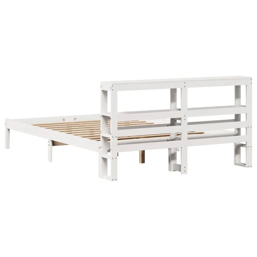 Cadre de lit sans matelas blanc 120x200 cm bois de pin massif - 6