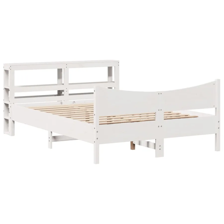 Cadre de lit avec tête de lit blanc 120x190 cm bois pin massif - 2