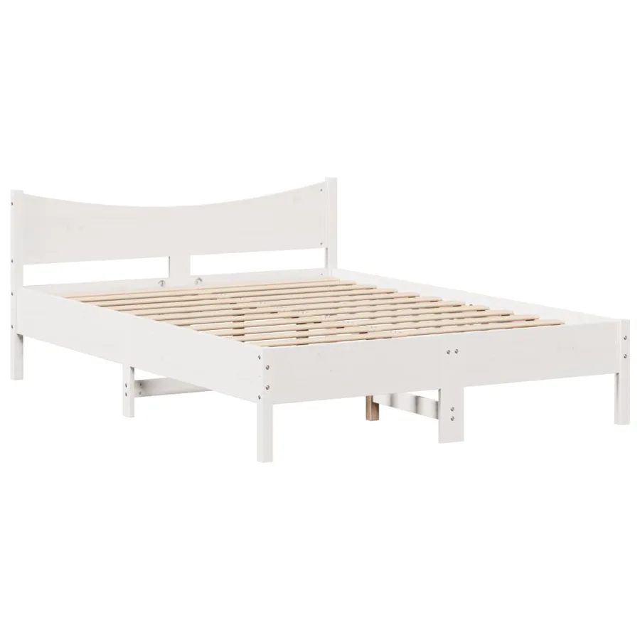 Cadre de lit avec tête de lit blanc 120x190 cm bois pin massif - 5