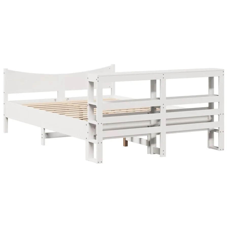 Cadre de lit avec tête de lit blanc 120x190 cm bois pin massif - 8