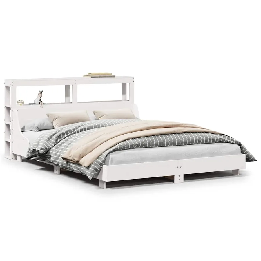 Cadre de lit sans matelas blanc 120x200 cm bois de pin massif - 2