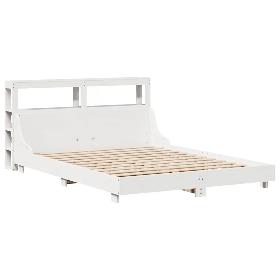 Cadre de lit sans matelas blanc 120x200 cm bois de pin massif - 3