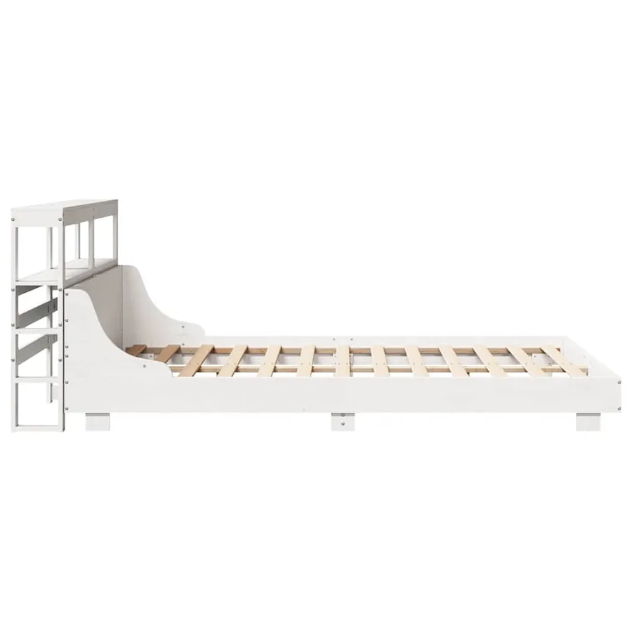 Cadre de lit sans matelas blanc 120x200 cm bois de pin massif - 5