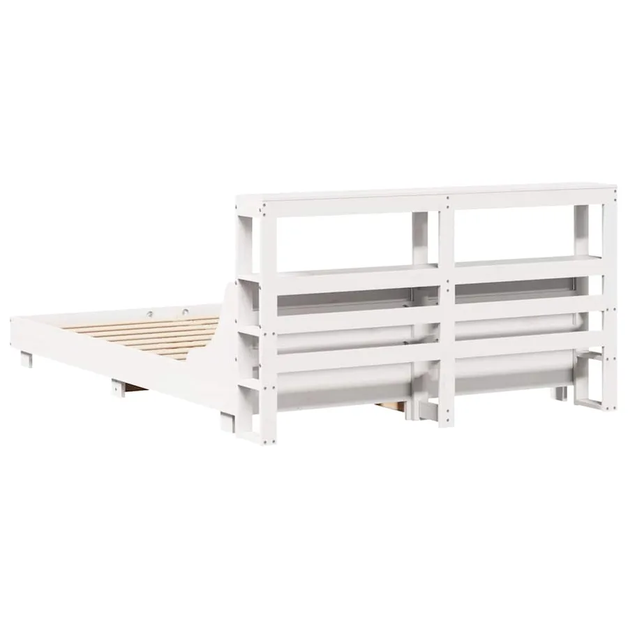 Cadre de lit sans matelas blanc 120x200 cm bois de pin massif - 6