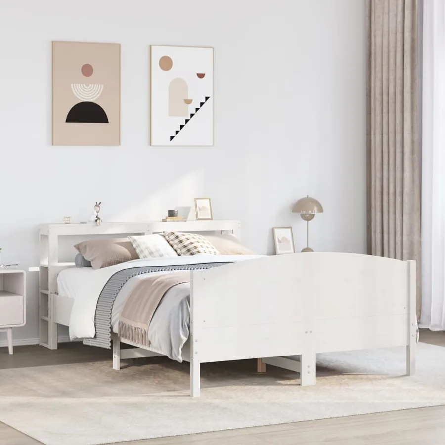 Cadre de lit sans matelas blanc 120x190 cm bois de pin massif