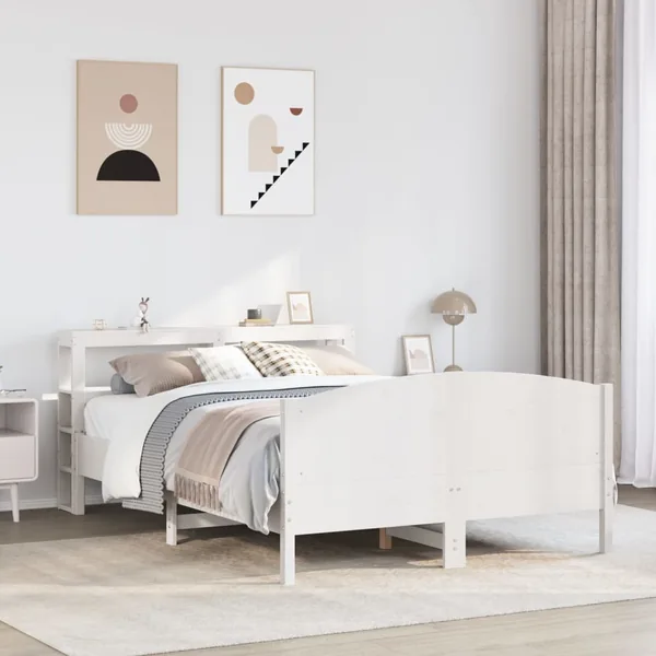 Cadre de lit sans matelas blanc 120x190 cm bois de pin massif