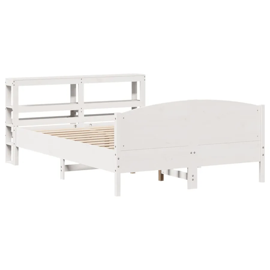 Cadre de lit sans matelas blanc 120x190 cm bois de pin massif - 3