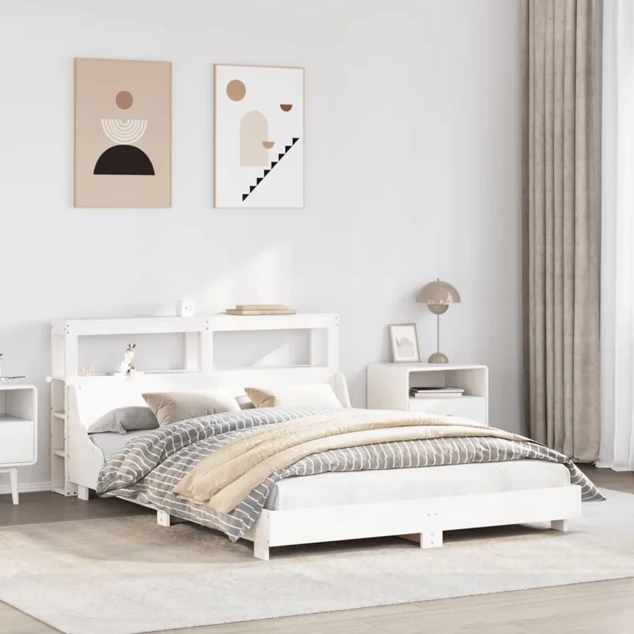 Cadre de lit sans matelas blanc 120x190 cm bois de pin massif