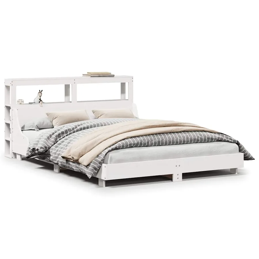 Cadre de lit sans matelas blanc 120x190 cm bois de pin massif - 2