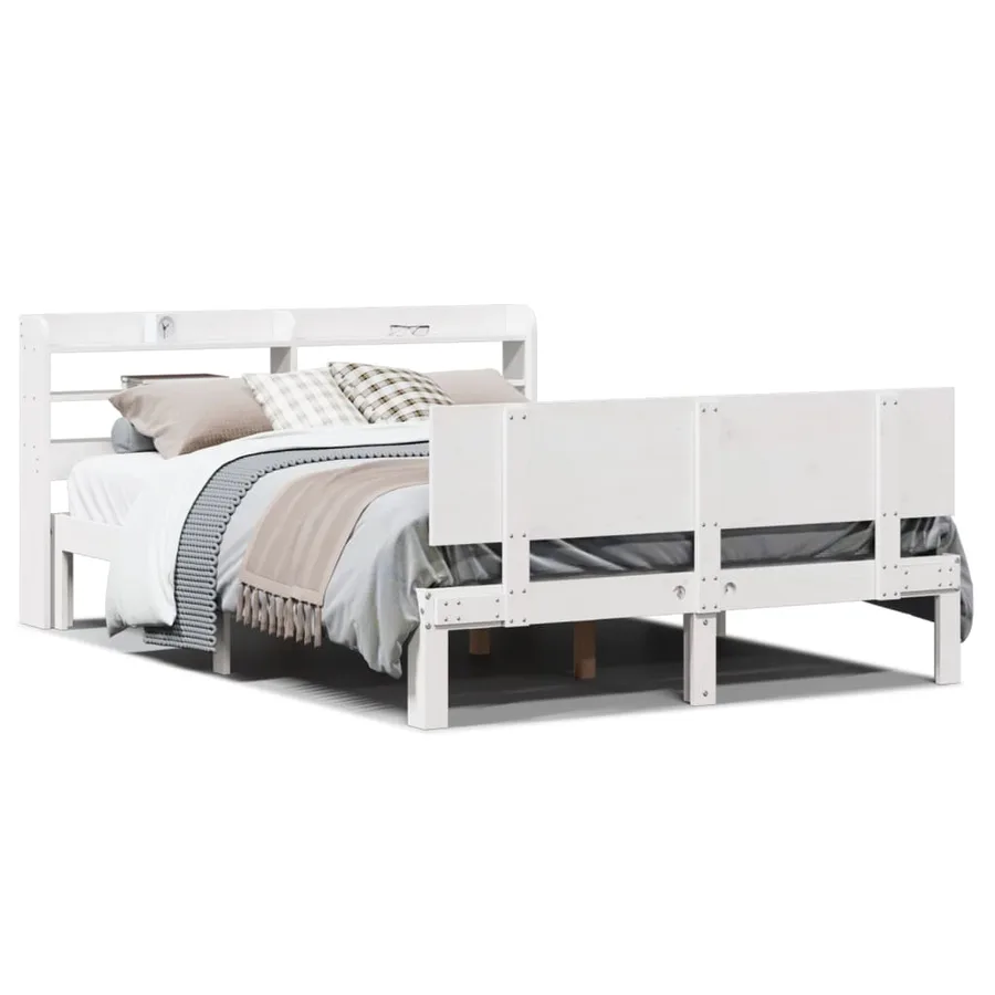 Cadre de lit avec tête de lit sans matelas blanc 150x200 cm - 2