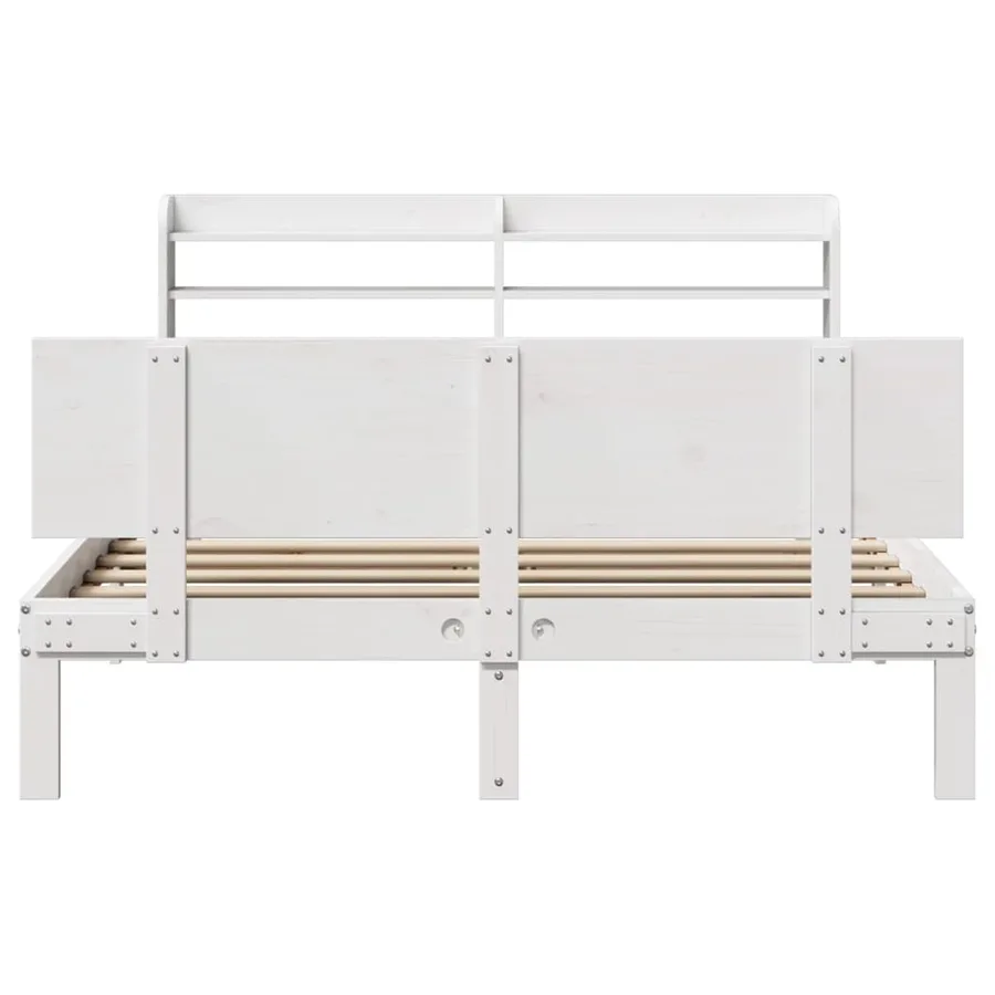 Cadre de lit avec tête de lit sans matelas blanc 150x200 cm - 4