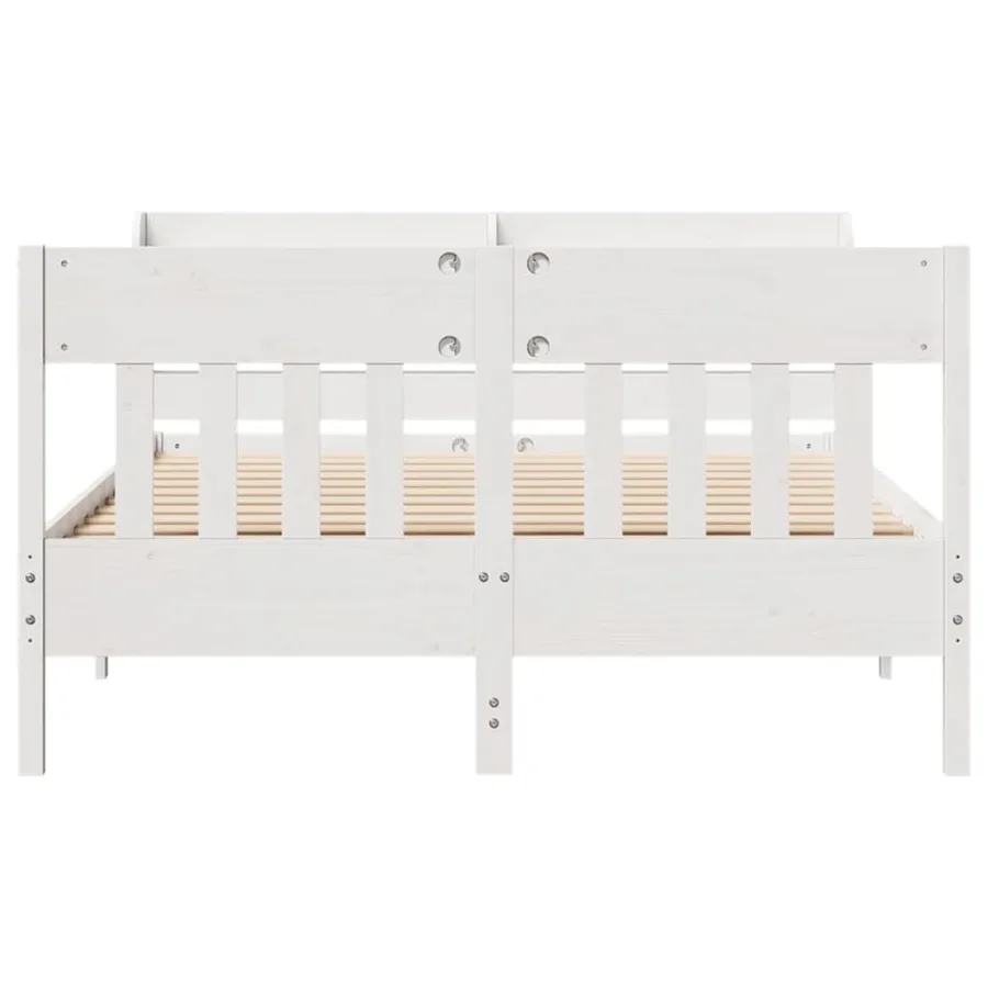 Cadre de lit sans matelas blanc 150x200 cm bois de pin massif - 4