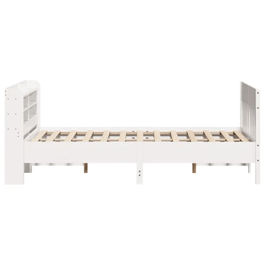 Cadre de lit sans matelas blanc 150x200 cm bois de pin massif - 5